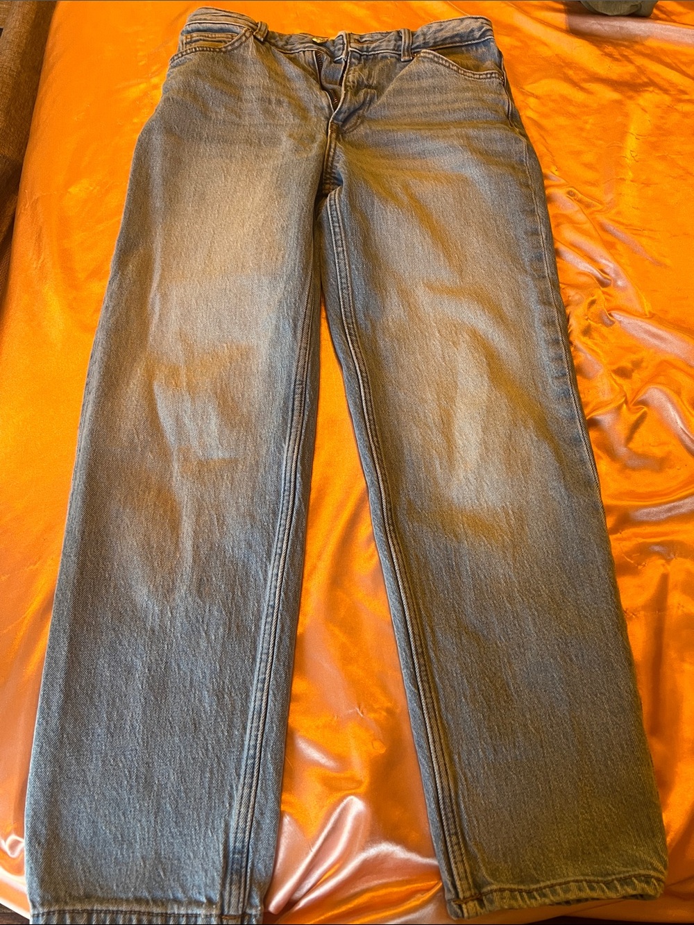 Bershka Women's Straight Leg Jeans - Light Blue Wash